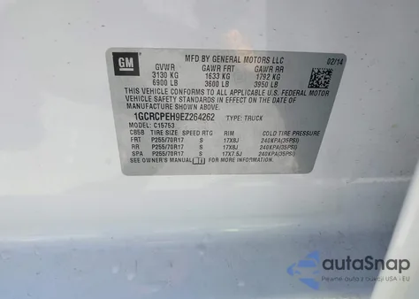 2014 Chevrolet Silverado 1500 Work Truck 2Wt из США, поврежденный, VIN 1GCRCPEH9EZ264262